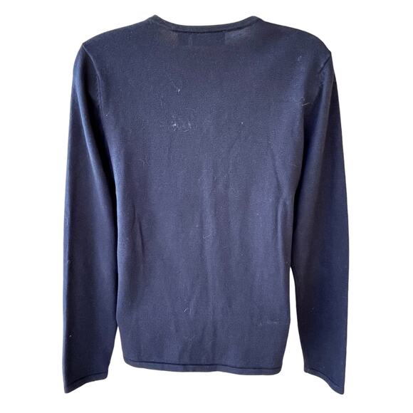 Croft & Barrow Tight Knit Button Front Holiday Cardinal Sweater Black Womens S - Picture 6 of 9